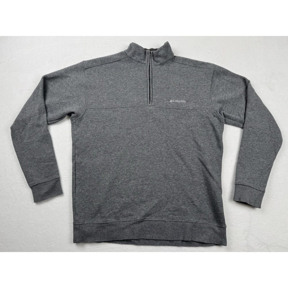 Columbia 1/4 Zip Pullover Mens Gray Fleece Sweater Mock Neck Size M